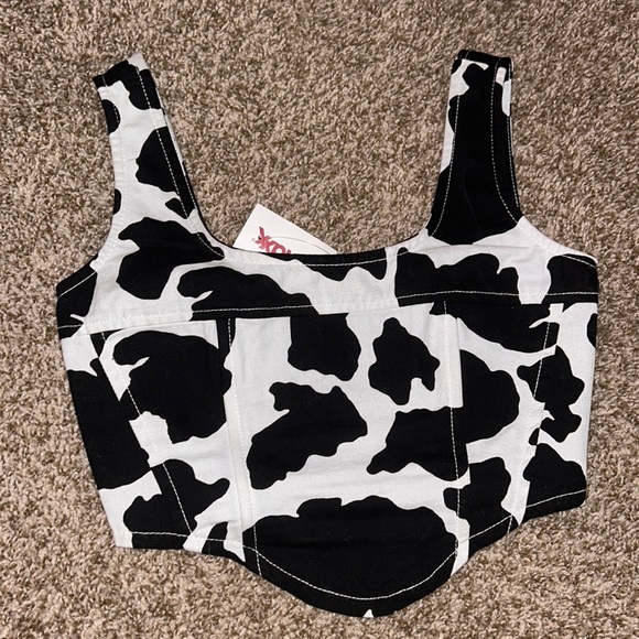 Cow print crop top - corset - 100% cotton - western wear cow print top NWT - Picture 1 of 4